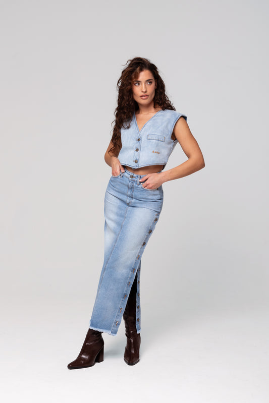 MAXI SKIRT - high waisted - washed blue - Šargi Official