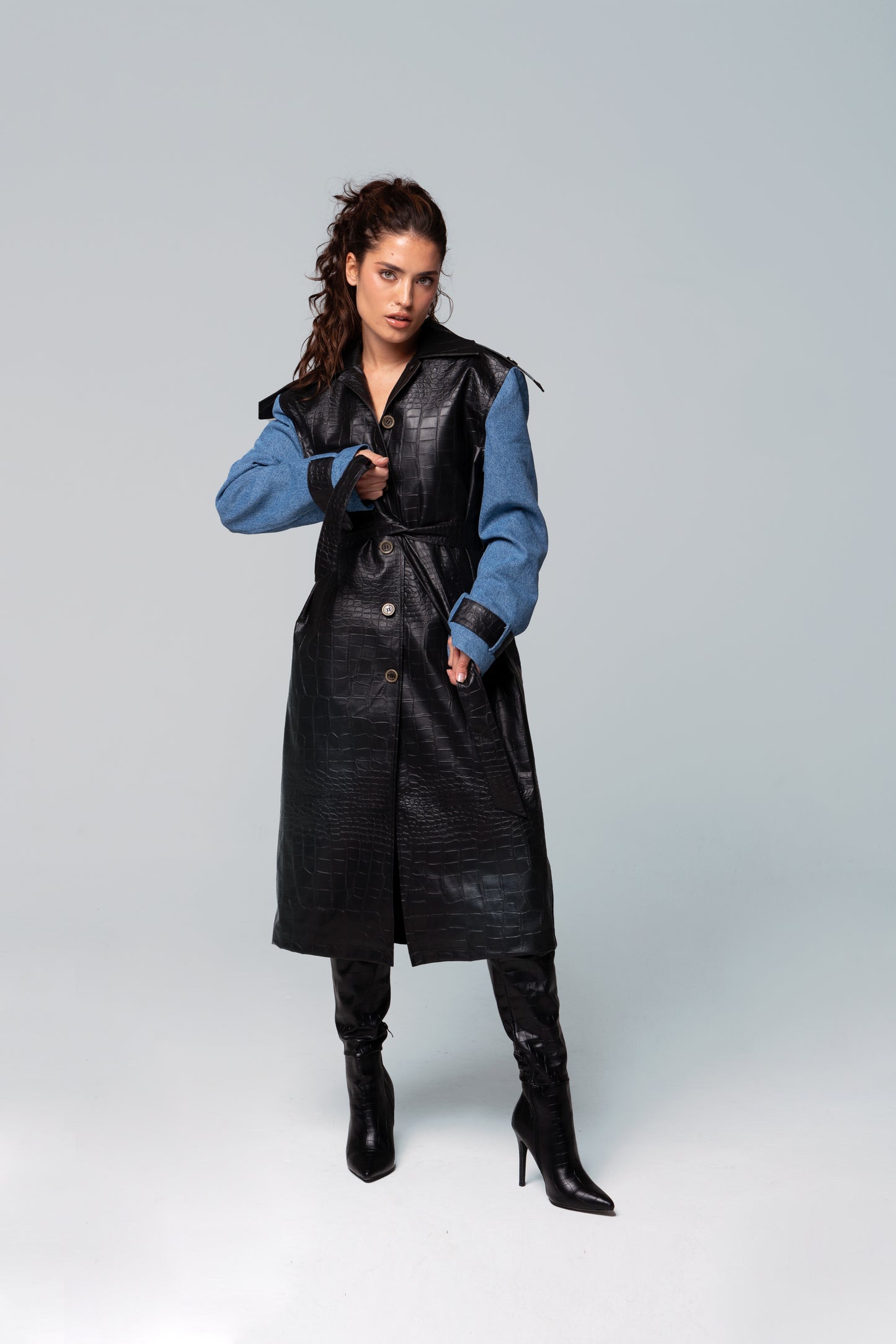 TRENCH long coat crocodile - oversize - Šargi Official