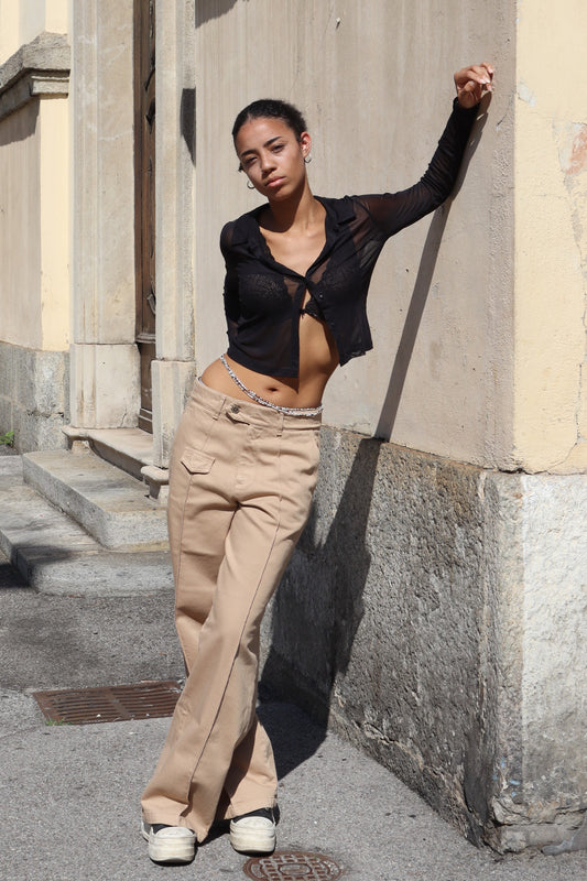 DAD JEANS - Mid-Rise Wide Leg jeans - beige - Šargi Official