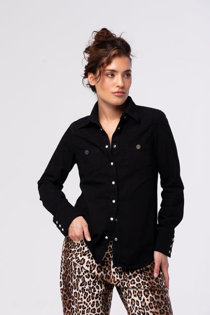 BLOUSE denim - black