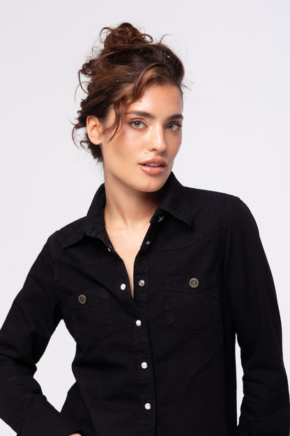 BLOUSE denim - black