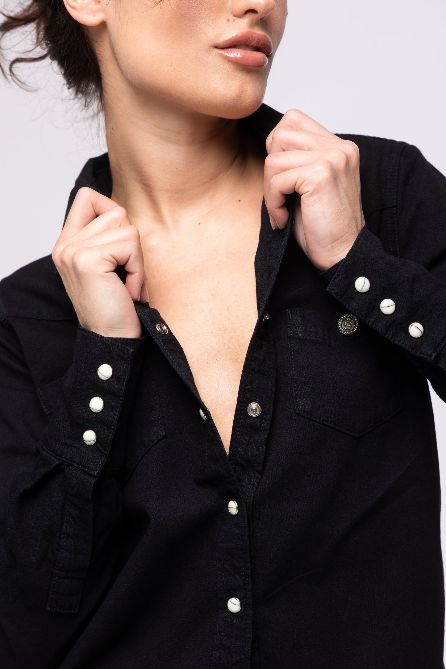 BLOUSE denim - black