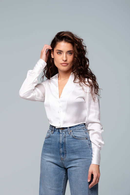 SHIRT CROPPED - white