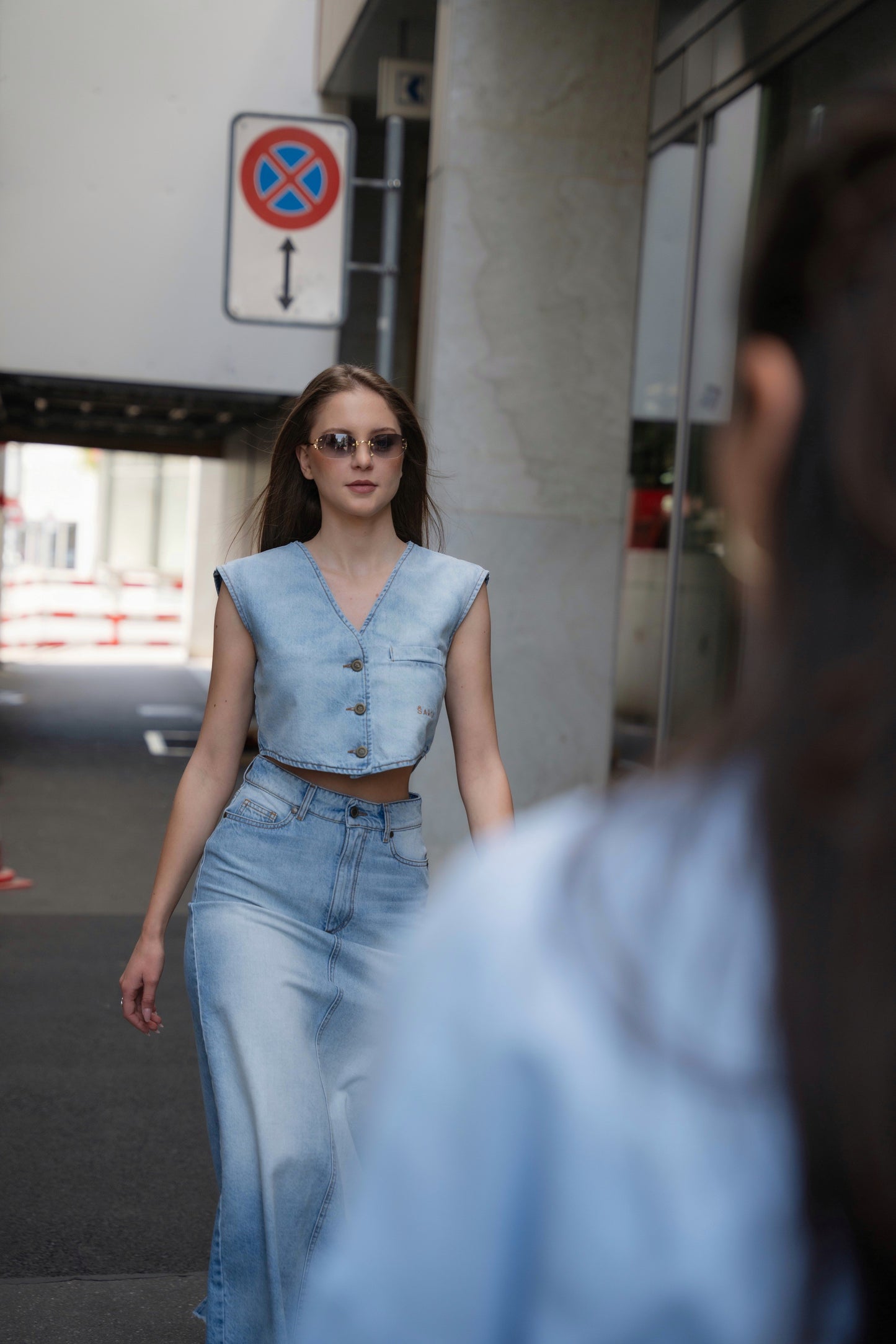 GILET DENIM - washed blue