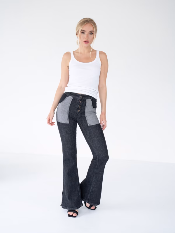 FLARED Jeans grey/black
